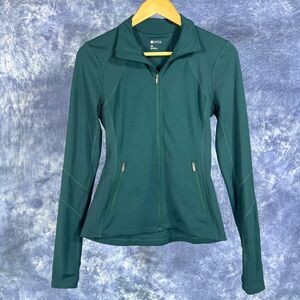 Zella Full Zip Activewear Jacket Dark Green Forest Pine Sz XS